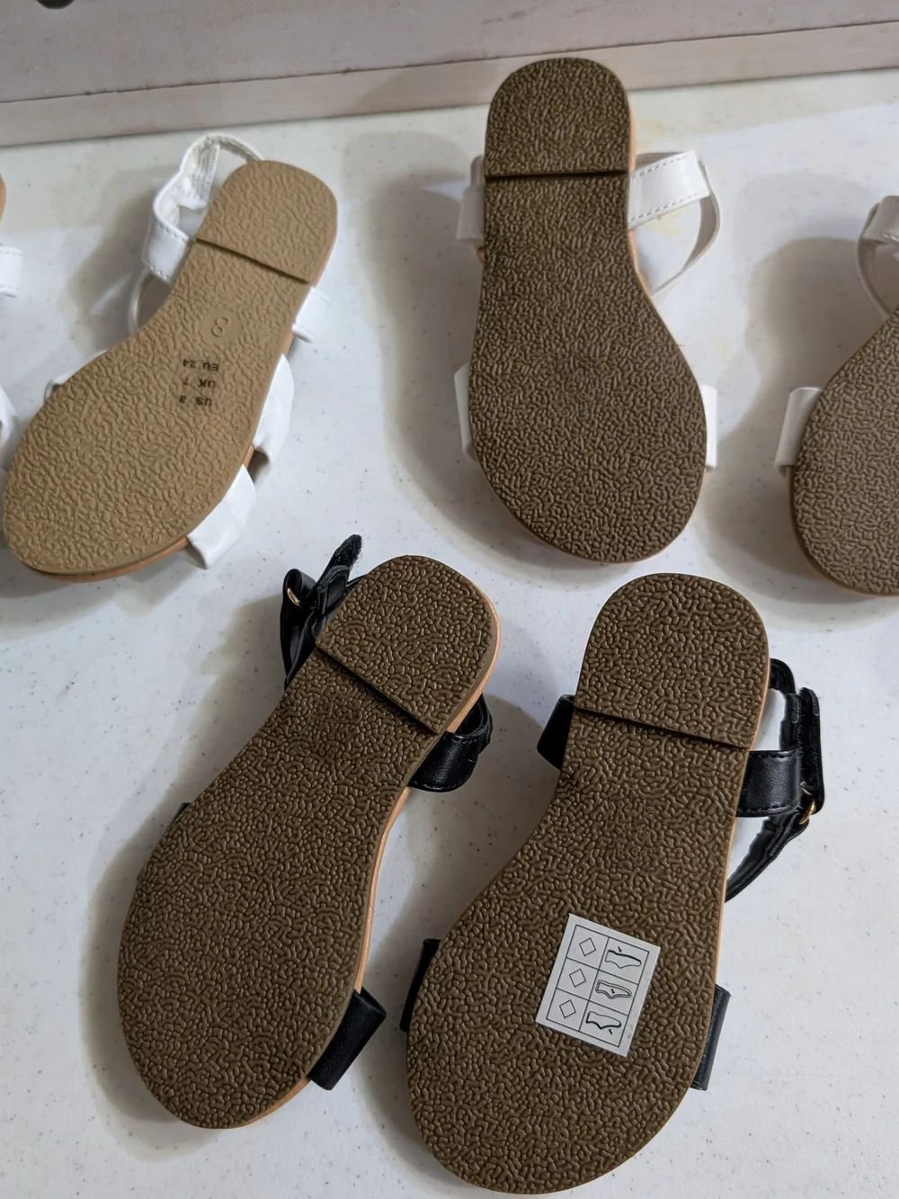 3 Pair- Toddler Girls Size 8 fabkids Black And White  Ankle-Strap Sandals